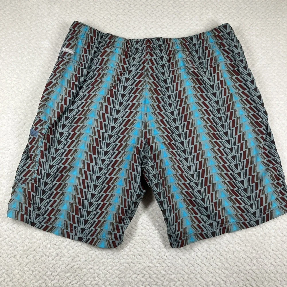 Columbia Mens Swim‎ Trunks Omni Shade Sun Protection Med Geometric Fishing Mesh